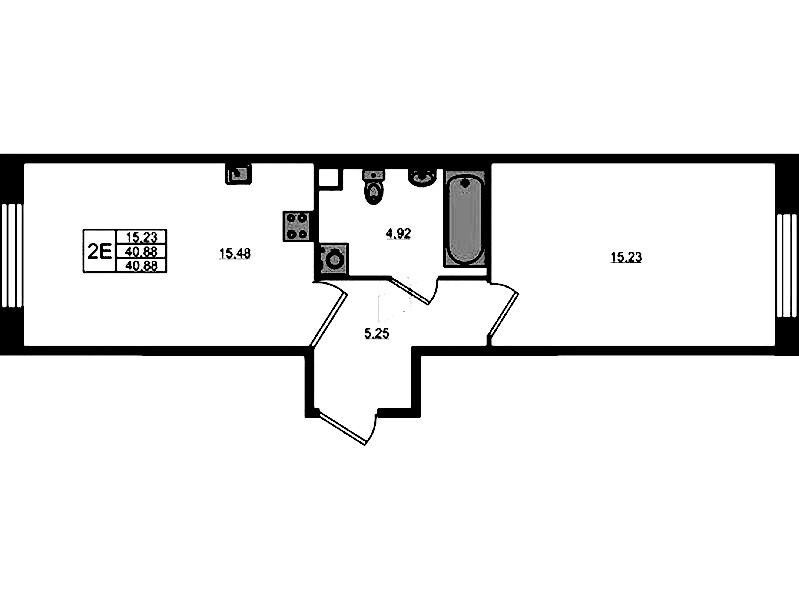 1-комнатная квартира 40.88 м², 1/5 эт., ЖК «Plus Пулковский»
